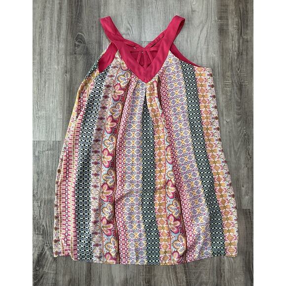 Rose + Olive Womens V Neck Sleeveless Sun Dress Pink Sundress Size Medium ML - Picture 6 of 7